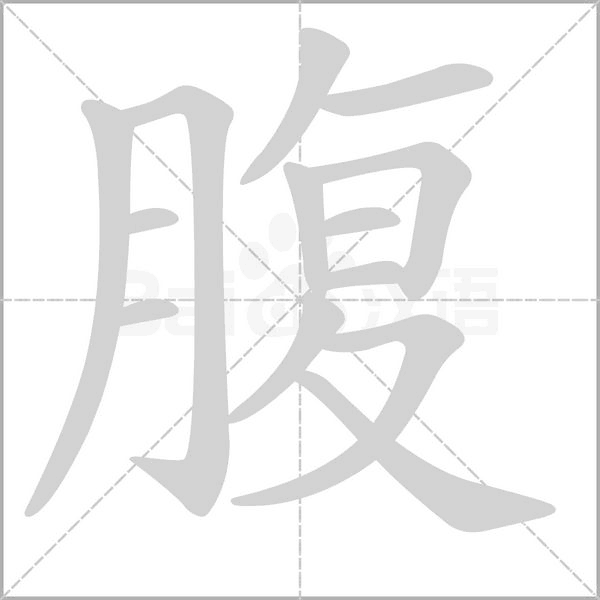 腹字笔顺